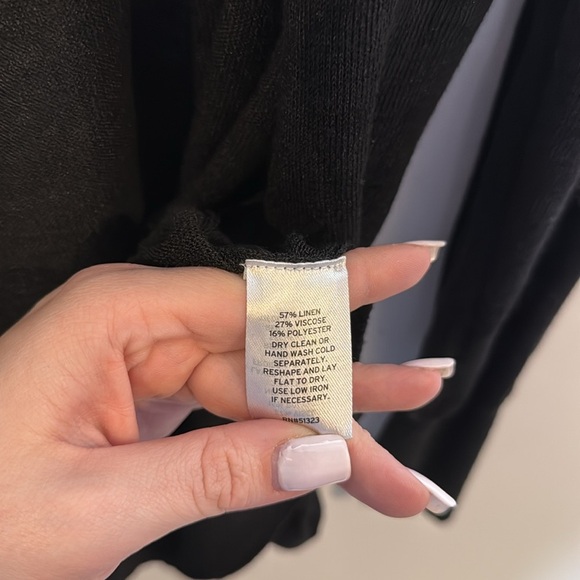 Halogen Cardigan Sweater Womens Black Linen Blend Long Open Front Size M - Picture 3 of 7